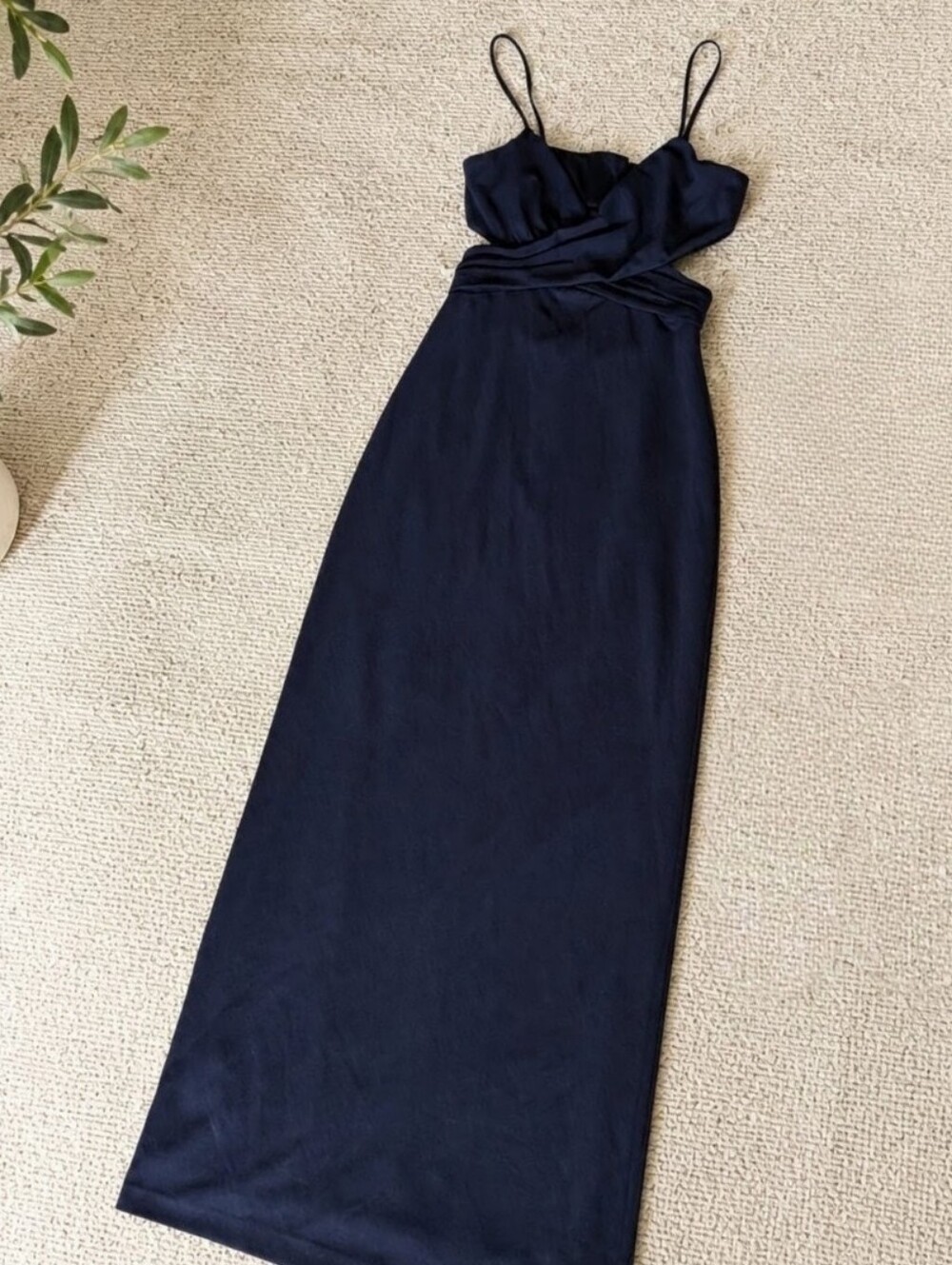BHLDN Livy V Neck Cut Out Dress Gown Navy Blue NEW NWT 6